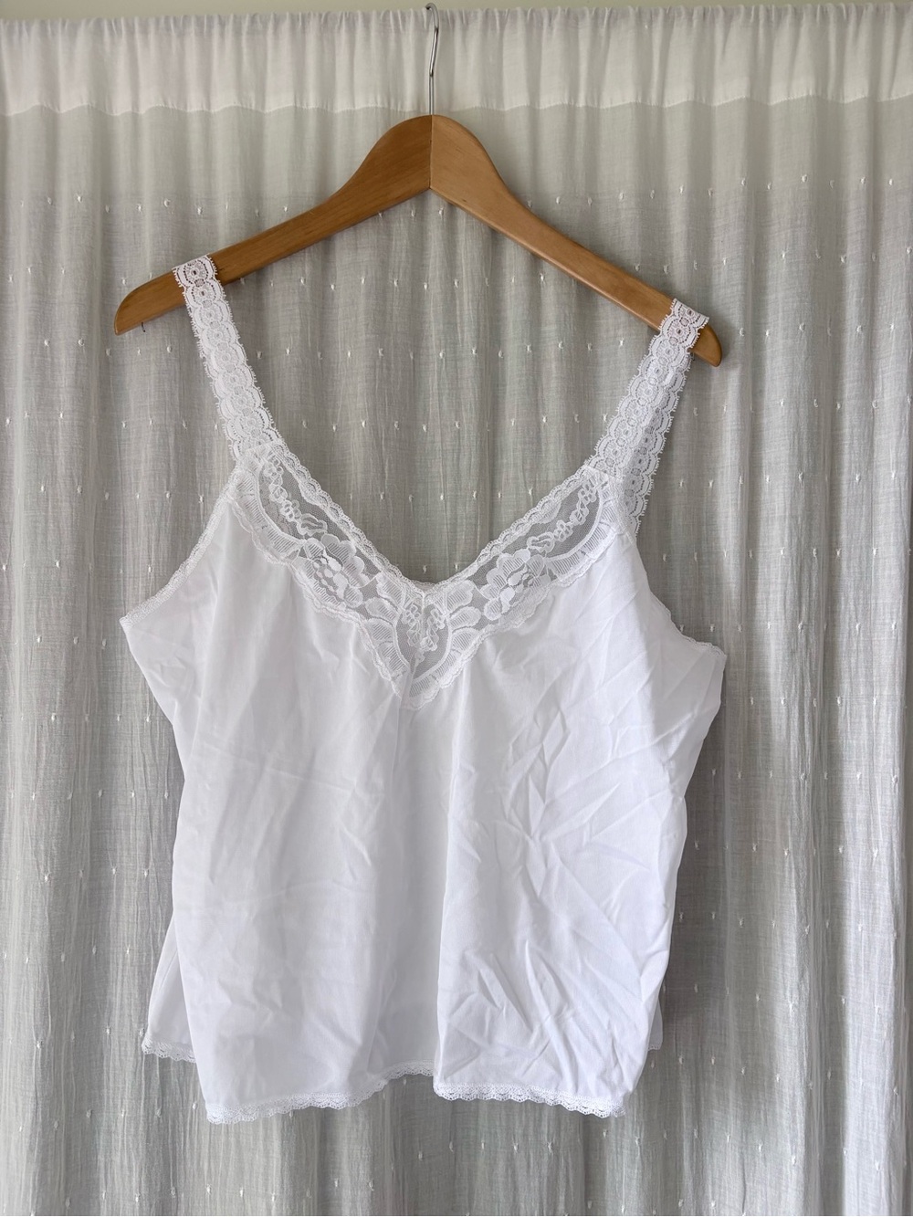 Vanity Fair White Lace-Trim Camisole
